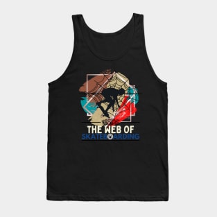 Trapped Inside the Web of Skateboarding Cream/Dark Tank Top